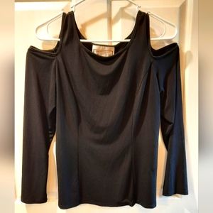 Simonton Says Open Shoulder Long Sleeve Black Blouse size Medium